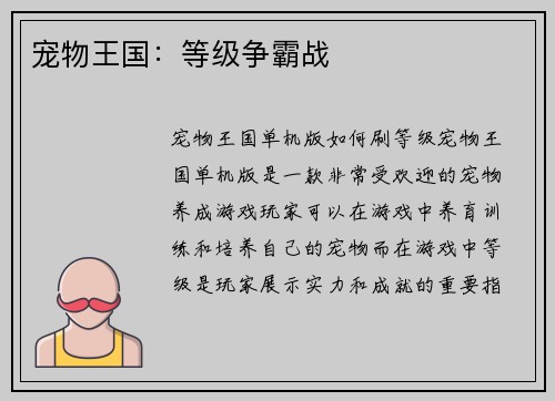 宠物王国：等级争霸战